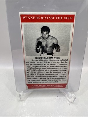 RARE  VINTAGE  MUHAMMED  ALI  1980  MATCH COVER   WINNERS  AGAINST ODDS   SWEDEN