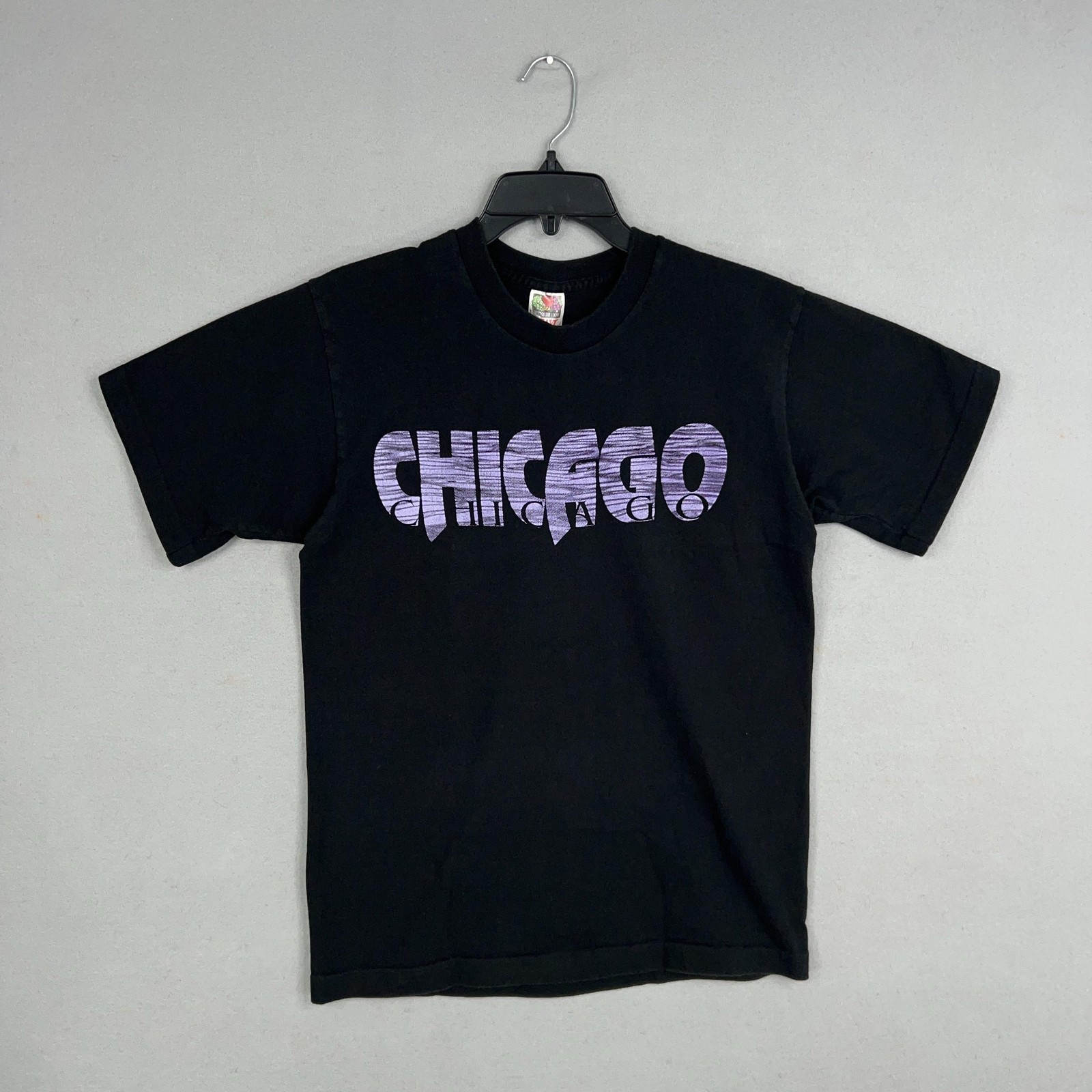 Vintage Chicago Shirt Mens Medium Black Single Stitch Graphic Tee Made USA 90s