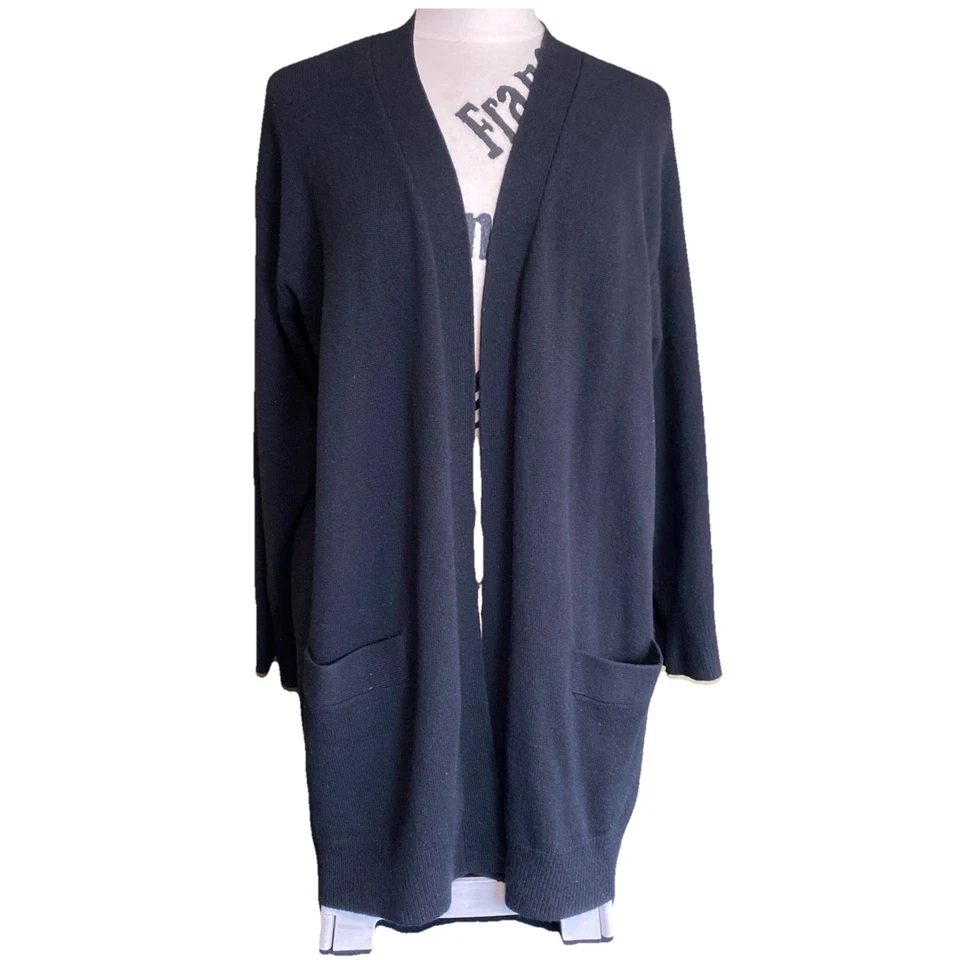 Cárdigan largo Donna Karan New York para mujer talla L 100 % cachemir frente abierto Foto 2 de 4