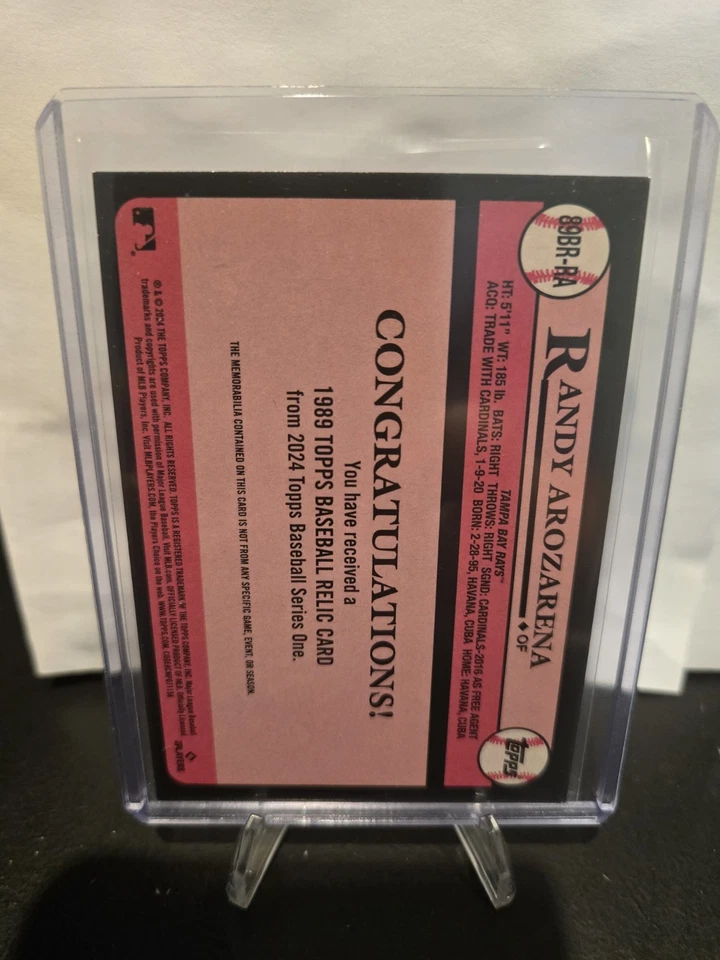 2024 TOPPS SERIES 1 RANDY AROZARENA 89 RETRO GU BAT RELIC CARD #89BR-RA RAYS 🔥 - Image 2 of 2