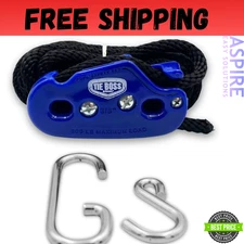 Heavy Duty Tie Down System 300 lbs Limit with 15 ft Rope Blue