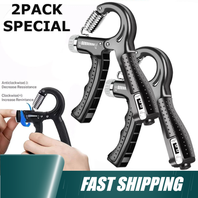 #ad #ad 2 Hand Grip Strengthener Power Trainer Gripper Strength Adjustable Gym Exerciser $9.90