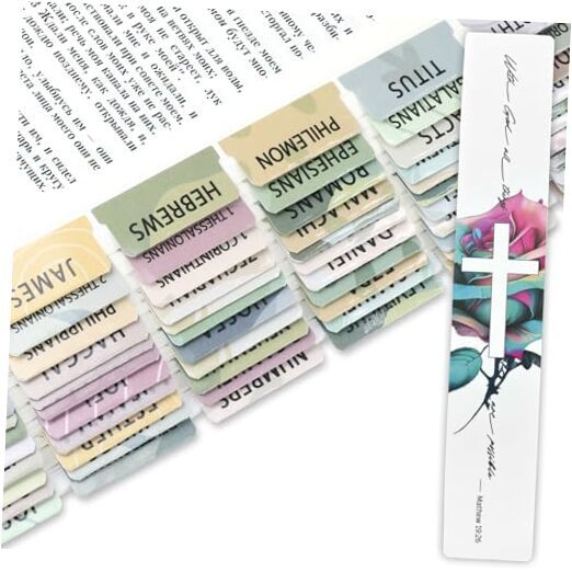 Colorful Laminated Bible Tabs for Study - 84 pcs for Women & Men