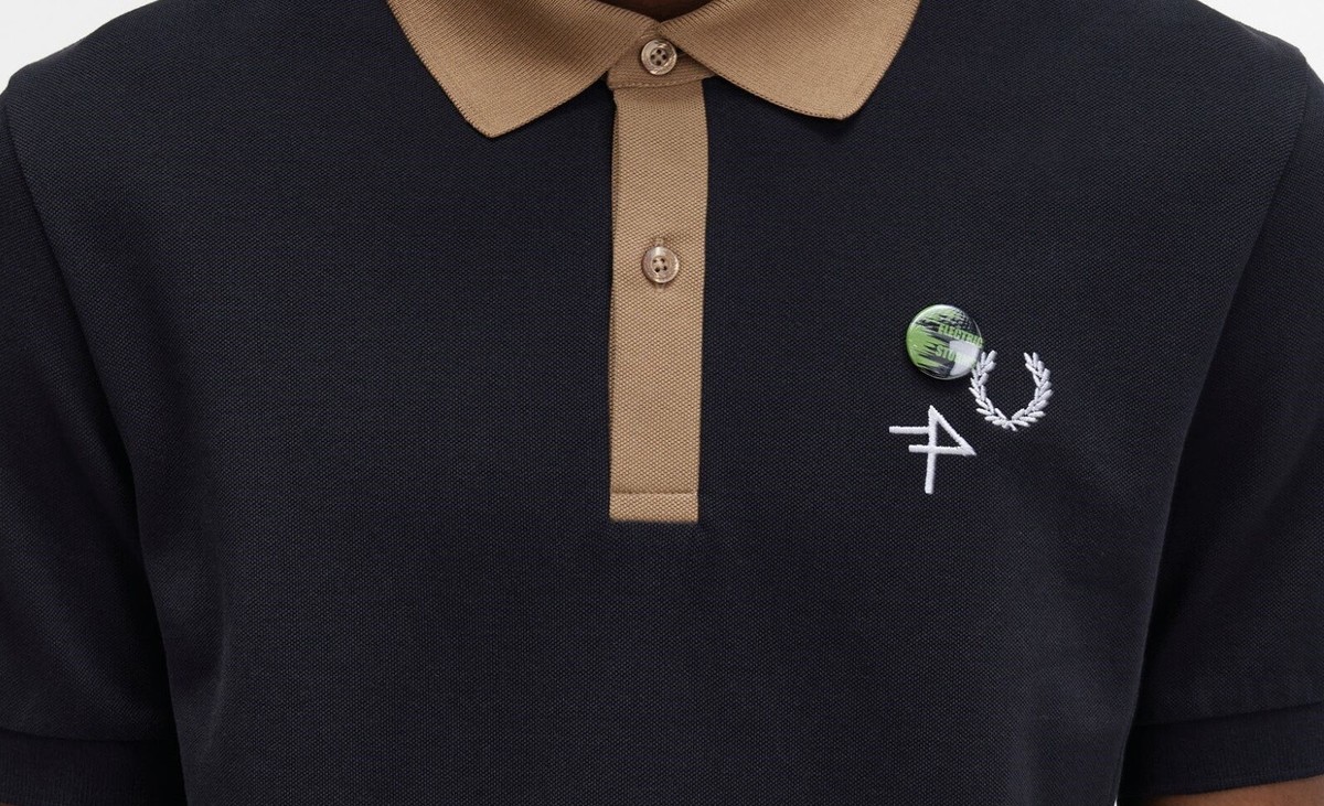 FRED PERRY CONTRAST COLLAR POLO SHIRT RAF SIMONS SM4201 102 BLACK NEW WITH  TAGS