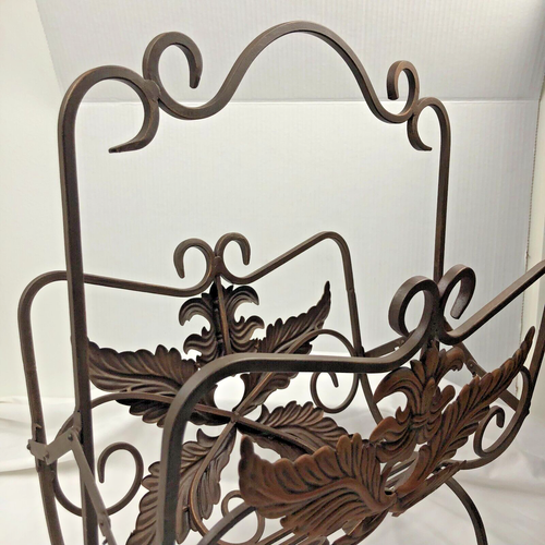 Magazine Rack Rubbed Bronze Matte Foldable Throw Knitting 20”x15”x9” VINTAGE - Picture 13 of 17