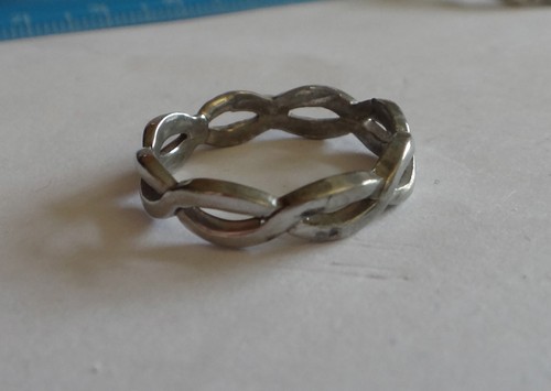 Größe 7 Sterlingsilber geflochtenes Band zum Hinzufügen eines Charms auf 4 mm breitem Bandring - Bild 4 von 6