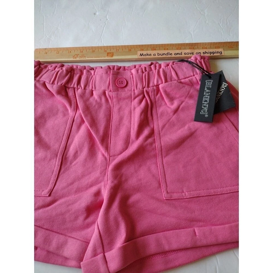 Blank NYC 短裤女式小号粉色棉质拉拉休闲运动短裤 — 第 3/4 张图片