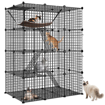 4-Tier 56 inch Large Cat Cage Indoor Cat Crate for Rabbit, Ferret, Puppy, Cat