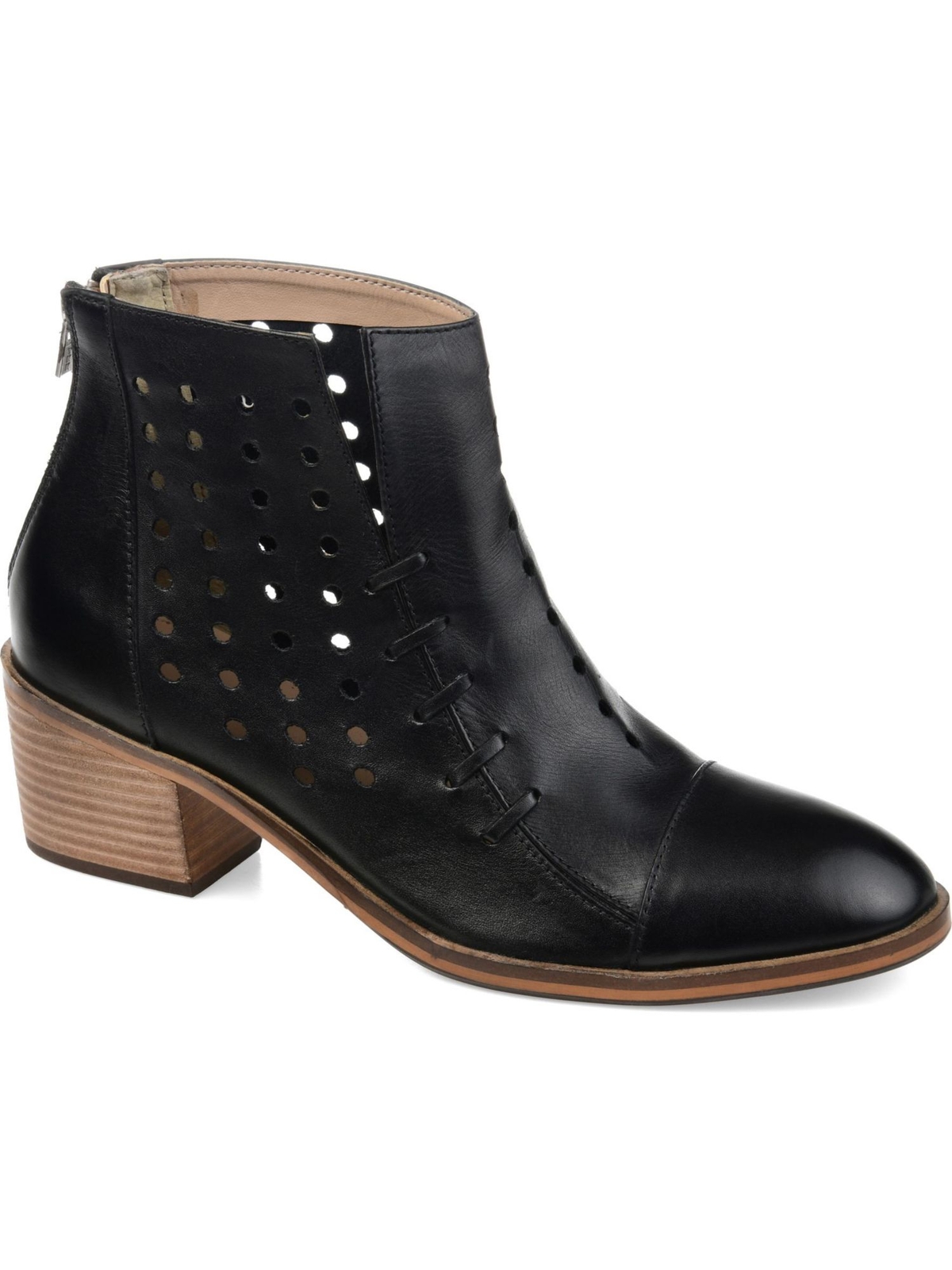 JOURNEE SIGNATURE Womens Black Stich And Pinhole Ulima Almond Toe Booties 6.5