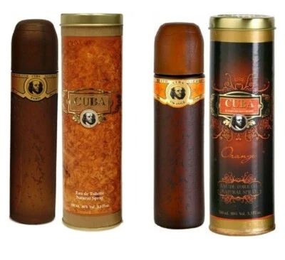 2 X DES CHAMPS CUBA CLASSIC ORANGE, CUBA GOLD FOR MEN 100ML EDT SPRAY BRAND NEW