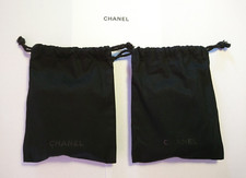 CHANEL KIT 2 PZ. POCHETTE SACCO COTONE NERO SCRITTA CHIUSURA CORDONCINO COULISSE