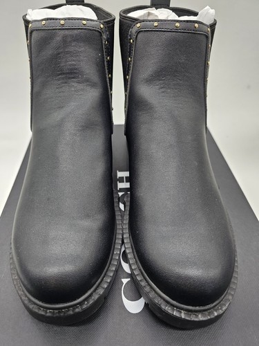 Coach NEW Lory Leather Bootie Womens Size 7 Black Studded Ankle Boots - Picture 6 of 14