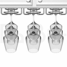 BarBits Chrome Plated Wine Glass Rack - 10", 16", 24" Kitchen Glassware Rail