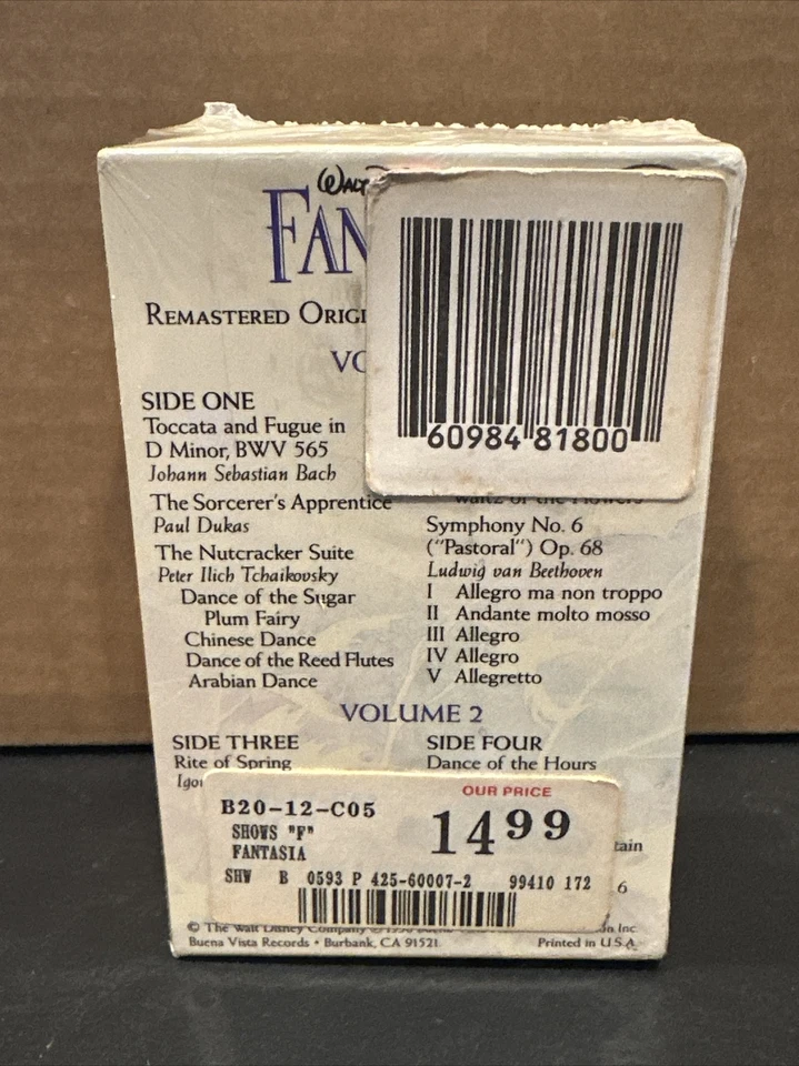 Walt Disney's Fantasia Movie Soundtrack 2 Cassette Tapes Mickey Mouse 1990 NEW - Image 3 of 4