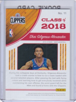 SHAI GILGEOUS-ALEXANDER ROOKIE CARD 2018 NBA Hoops RC Basketball