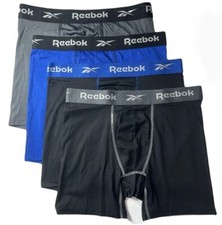 Men's Stretch Boxer Briefs REEBOK 4 PACK SMALL - P75 Moisture Wicking 6" Inseam