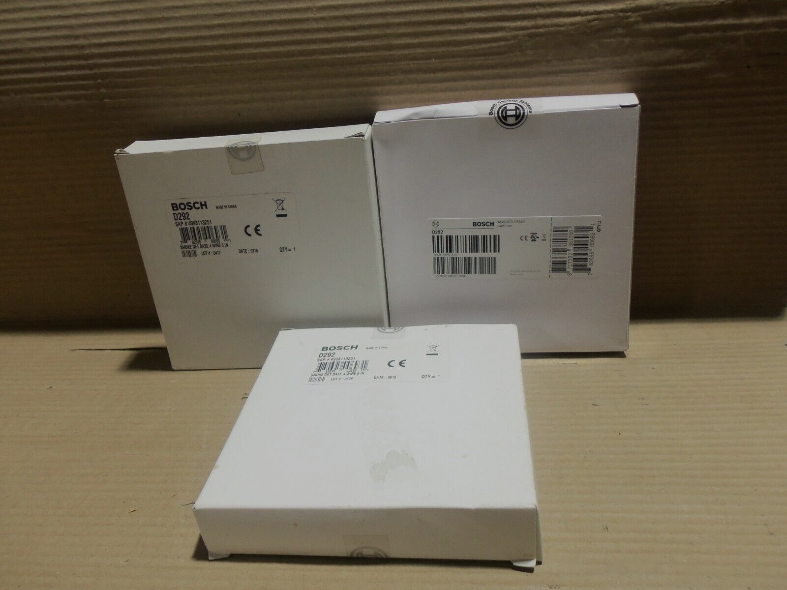 New Lot of 3 Bosch D292 Smoke Detector Base 4 Wire 6 Inch White