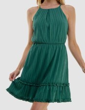 Bcx Women's Juniors' Green Pleated Halter-Neck Mini Dress Size XL