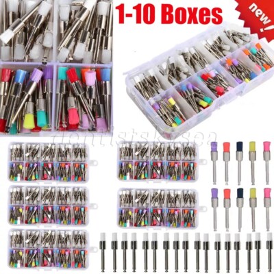 Lot Dental Nylon Polishing Flat Latch Polisher Prophy Brush Disposable Mixed H