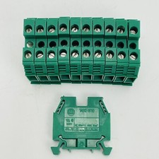 (Lot Of 11) Allen Bradley1492-W10 Terminal Blocks 600V Green ~New Surplus~