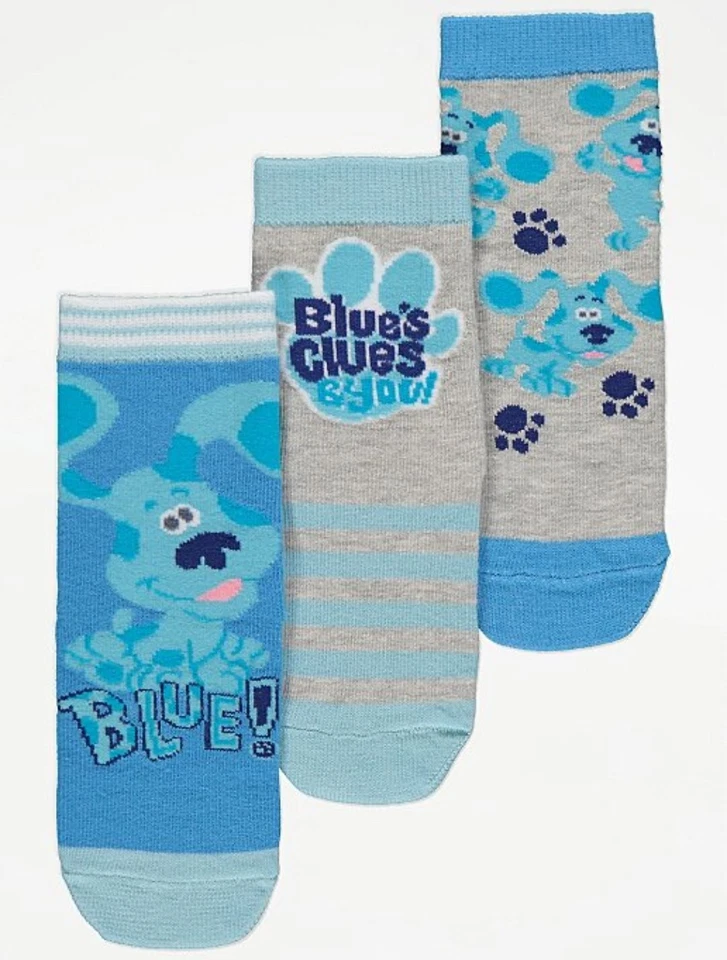 Kids Boys Blues Clues and You Ankle Socks 3 Pack 9-12