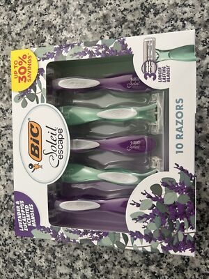 BIC Soleil Escape; 10 Razor Set; Lavender Scent; Flexible Blades; Sensitive Skin