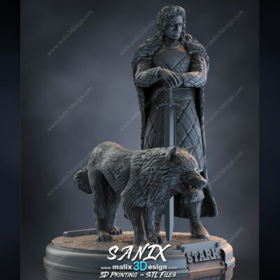 HOUSE STARK, GAME OF THRONES, 1/4-1/24, FIGUR, FAN ART, 3D-DRUCK, STATUE, SANIX
