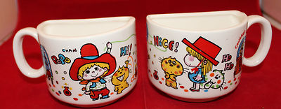 Sanrio Japan Ado Mizumori Popo Chan Set of 2 Half Sized Mug Cups Mirai Gekijyo