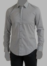  178 Hugo Boss Men's Slim-Fit Gray Geometric Print Long Sleeve Button Shirt S