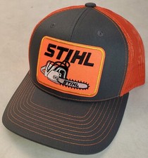 STIHL Patch on Richardson 112 Trucker Hat Snapback Charcoal/Safety Orange