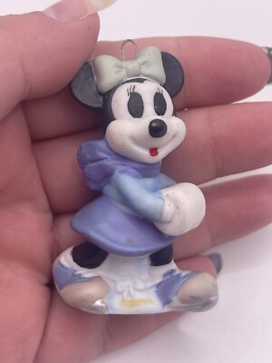 Vintage Disney Schmid Bisque Porcelain Miniature Ornament Minnie Mouse Figure **