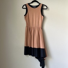 Robert Rodriguez Tan and Black Colorblock Sleeveless Handkerchief Dress size S