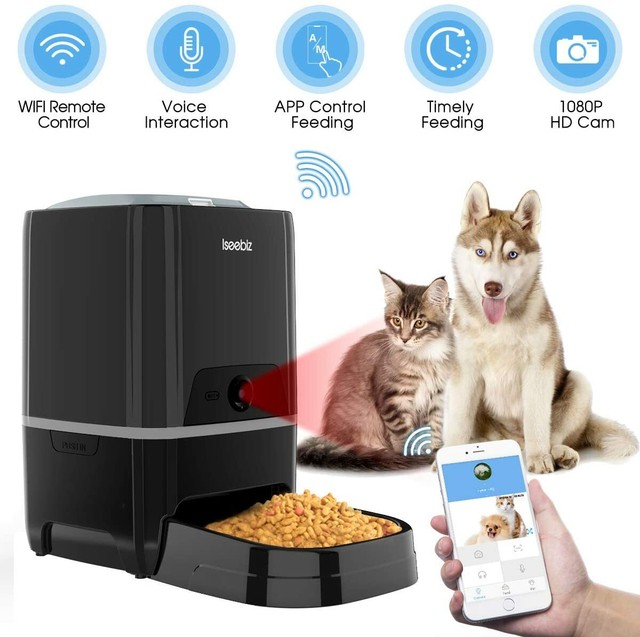 Iseebiz Feeder Automatic Cats/Dogs Camera HD Dispenser Food Wifi And