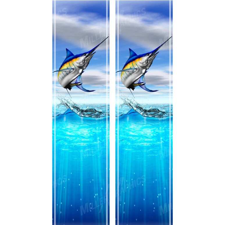 Kit de adesivos gráficos Blue Marlin saltando da água caminhão cama banda decalque - Imagem 2 de 2