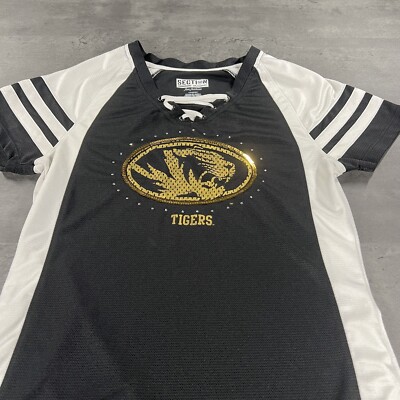 Missouri Tigers Shirt Women M Black Hockey Lace Jersey Babydoll Dress Fit  Stripe | eBay