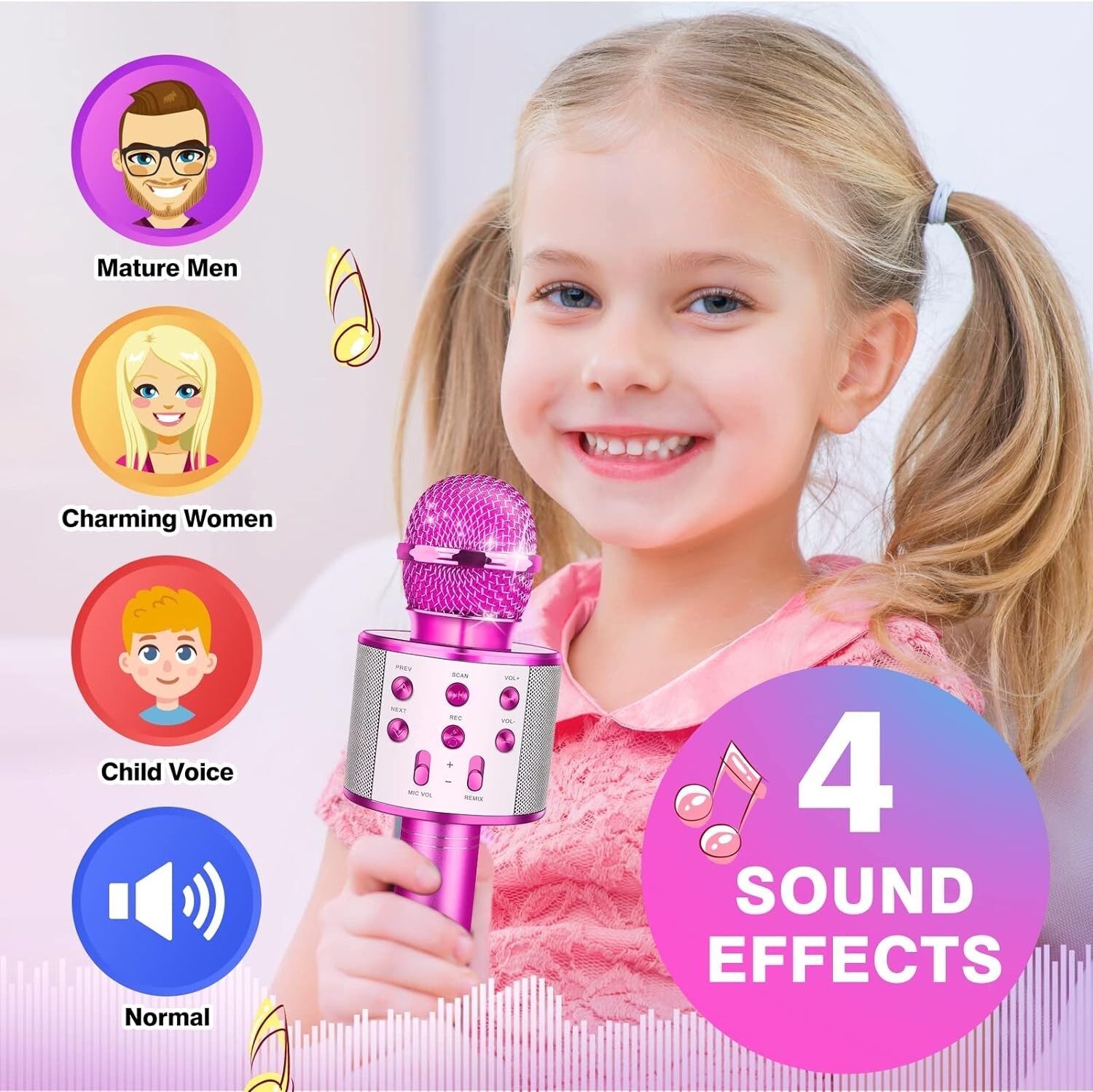 Girls Karaoke Mic Bluetooth Speaker Toy for Ages 512 Fun Voice Change eBay