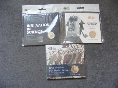 G228 RM 50p Münzpackungen x 3: Hawking, Holmes & Hastings (Lot) PORTOFREI