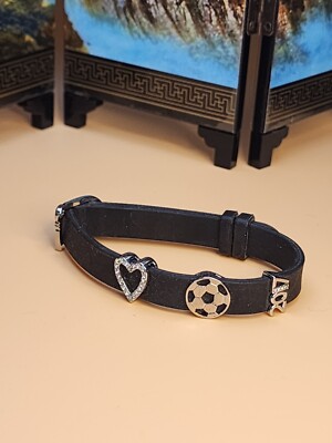 STELLA & DOT Keep Collective Bracelet 3 Slide Charm Soccer 2017 Heart CZ Silicon