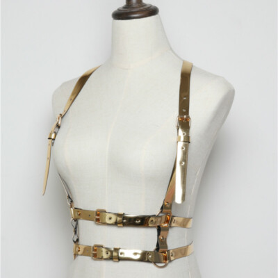 Gold Wide Corset Shoulder Suspender Body Harness Belt NEW Amazon.com: BODIY Black Waist Harness Belt Fashion Plus Size  main image 3