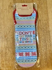 About Face Designs TINSEL IN A TANGLE Insulated Wine Tote: Christmas • Gift Bag