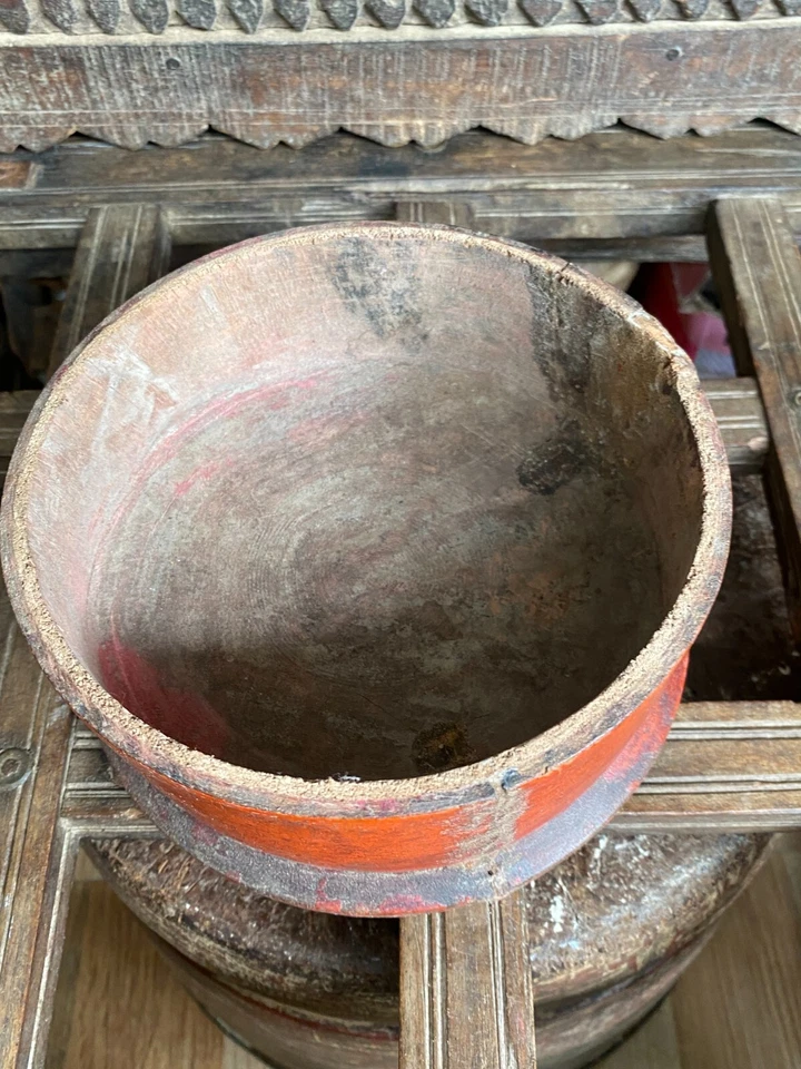 Южноиндийская антикварная деревянная коробка ручной работы Vermilion Kumkum Tikka без крышки - Изображение 2 из 4