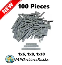 **NEW** 100x Genuine LEGO Light Bluish Gray LONG PLATES - 1x6 1x8 1x10 Mix