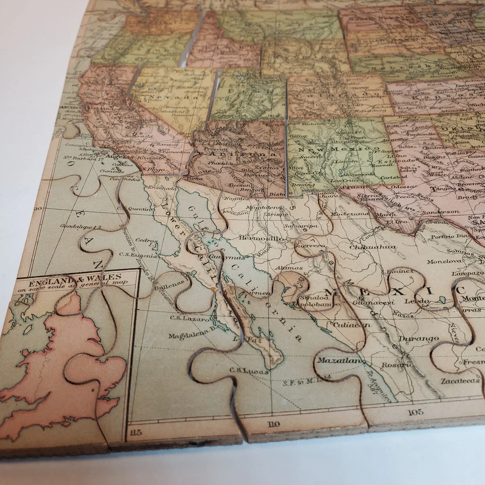 VICTORY Geographical Map Jigsaw Puzzle US & England Wooden Vintage 50s Complete - Image 4 of 4