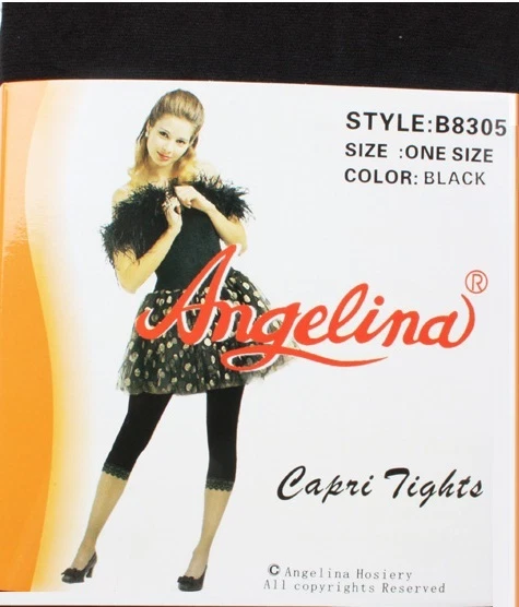 LEGGINGS AJUSTADOS/CAPRI SIN PIES PARA DAMA con ribete de encaje Angelina Talla Única Foto 2 de 4