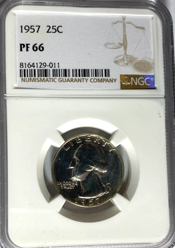 1957 25c Washington Proof Silver Quarter Dollar NGC PF66