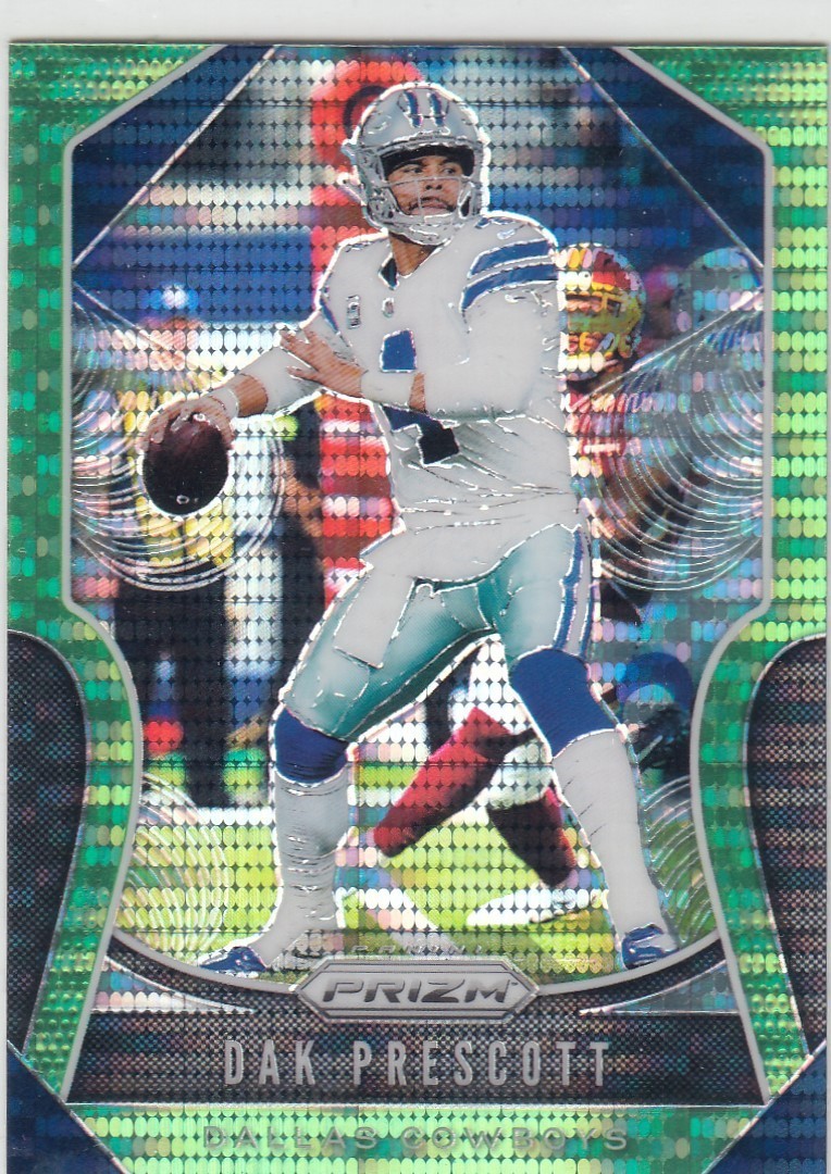 2019 Dak Prescott Panini Prizm NEON GREEN PULSAR HOLO #37 - Dallas Cowboys