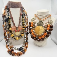 Vintage To Now 1lb Orange Brown Necklace Jewelry Bundle Lot Wearable Resale