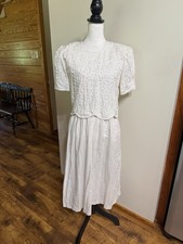 VTG 90s Romantic Dress Sz M Cottagecore Wedding Plaza South Petite Pearl