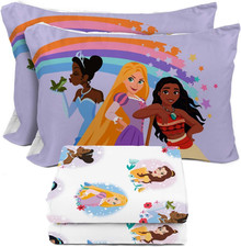 Disney Princess Full Sheet Set - 4 Piece Kids Bedding Set Includes Pillow Cover