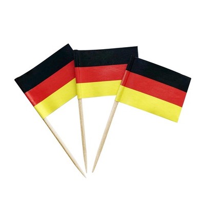 Newkita 100 Pcs Germany Toothpick Flag German Small Small, Black, Red, Gold